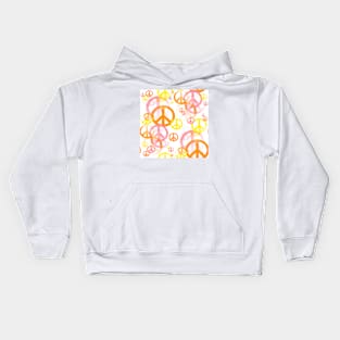 1960's Retro Peace Signs in Orange, Pink and Yellow Kids Hoodie